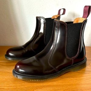 Dr. Martens Flora Chelsea Boots - Women UK4 , US6 - Shiny Deep Cherry Leather